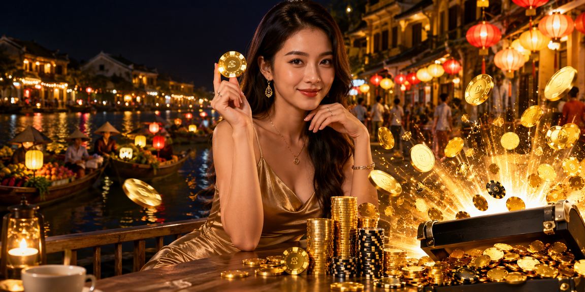 Quán cà phê Hội An minh họa người dùng xem giải thưởng trên di động