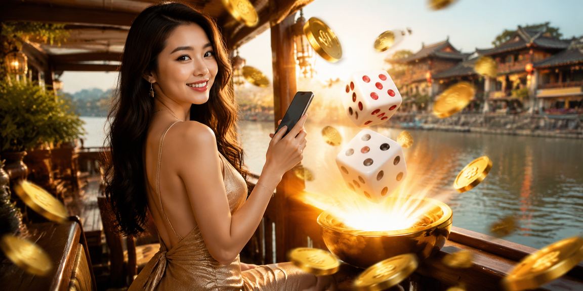Xúc xắc tài xỉu tại quán cà phê Huế minh họa đọc điều kiện bonus